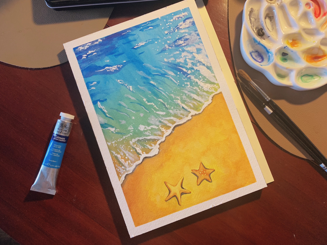 海滩怎么画-水彩画的魅力：思越木结构|画布和绘画工具