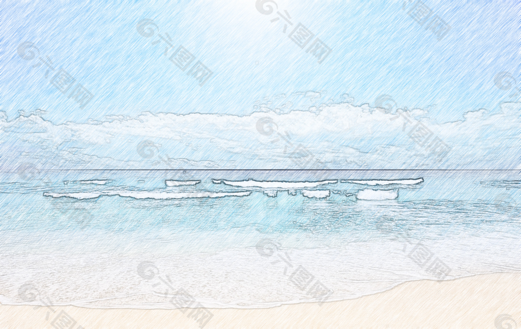 海滩怎么画_海滩画报_海滩画法简单又好看